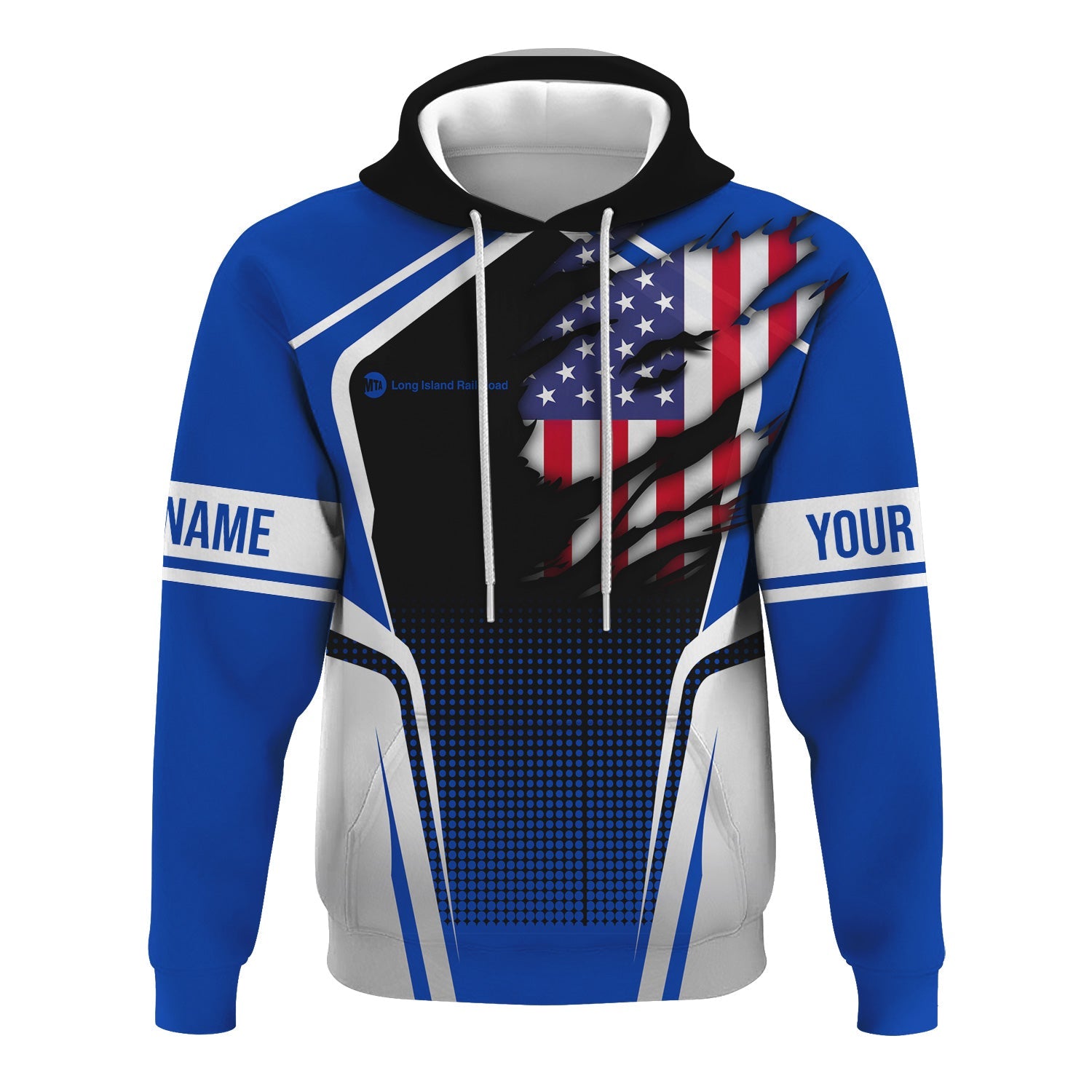 Railspirit Personalized Long Island Railroad Hoodie American Eagle Vintage Train Zip Up Hoodie