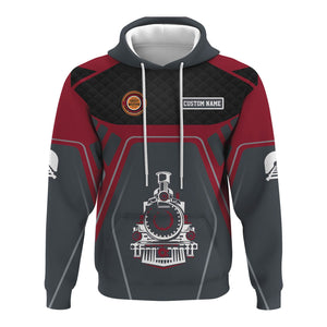 Railspirit Personalized Chicago Great Western Railroad Hoodie Steam Locomotive Engine Graphic Train Zip Up Hoodie All Over Print