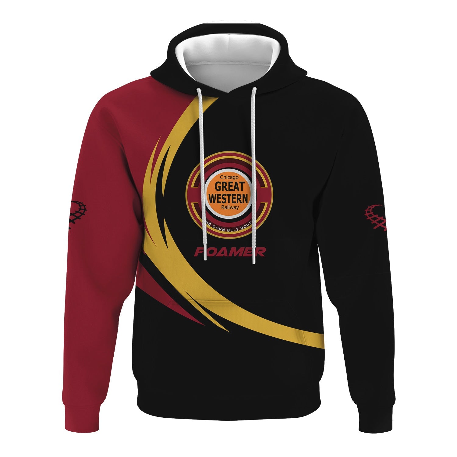 Railspirit Personalized Chicago Great Western Railroad Hoodie Unique Graphic Style Zip Up Hoodie For Train Enthusiasts