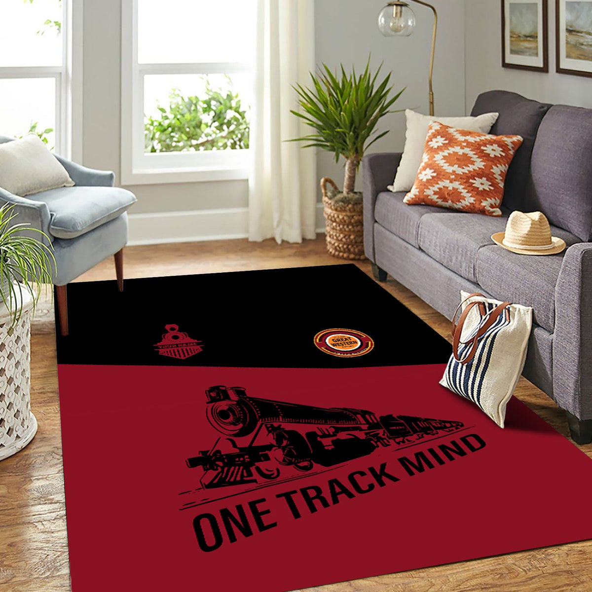 Red Train Rug Railspirit Personalized Chicago Great Western Railroad Area Rug One Tr ...