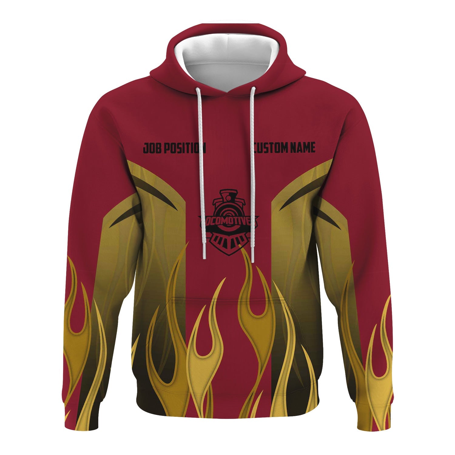 Railspirit Custom Name and Job Title Chicago Great Western Railroad Hoodie Flame Graphic Train Zip Up Hoodie