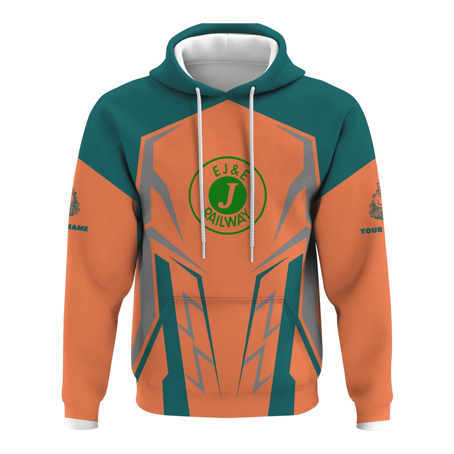 Railspirit Personalized Elgin Joliet And Eastern Railroad Hoodie Futuristic Design with Custom Job Train Zip Up Hoodie