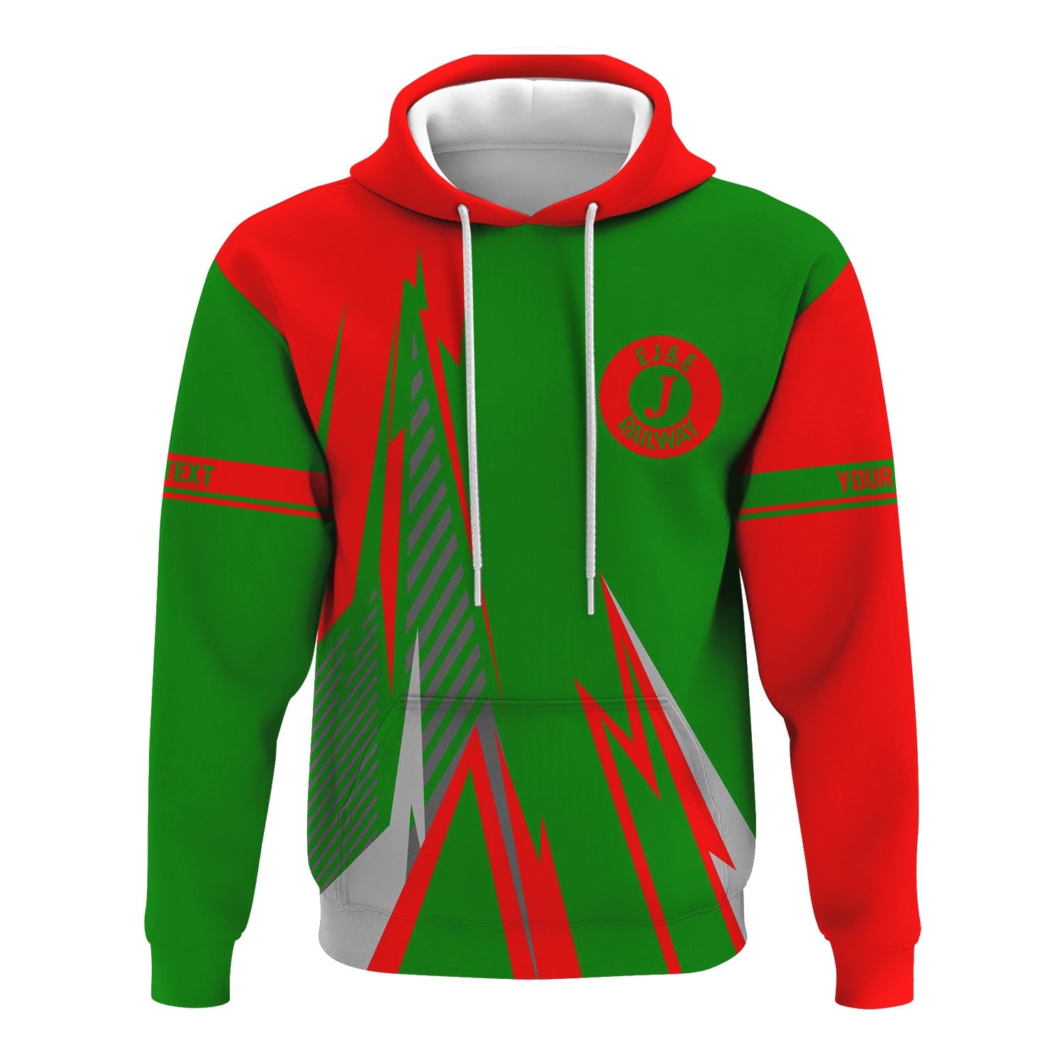 Railspirit Personalized Elgin Joliet And Eastern Railroad Hoodie Lightning-Inspired Railway Style Zip Up Hoodie For Train Lovers