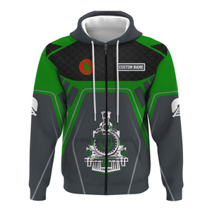 Railspirit Personalized Elgin Joliet And Eastern Railroad Hoodie Steam Locomotive Engine Graphic Train Zip Up Hoodie All Over Print