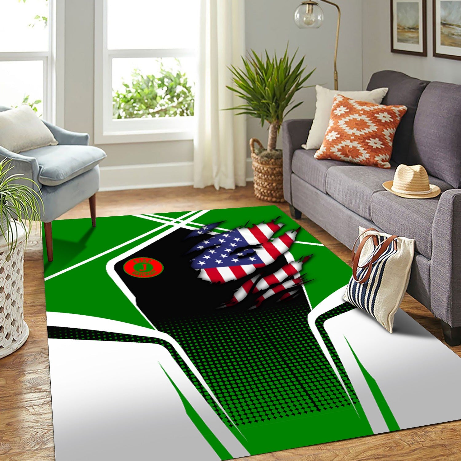 Railspirit Personalized Elgin Joliet And Eastern Railroad Area Rug American Eagle Vintage Train Rug