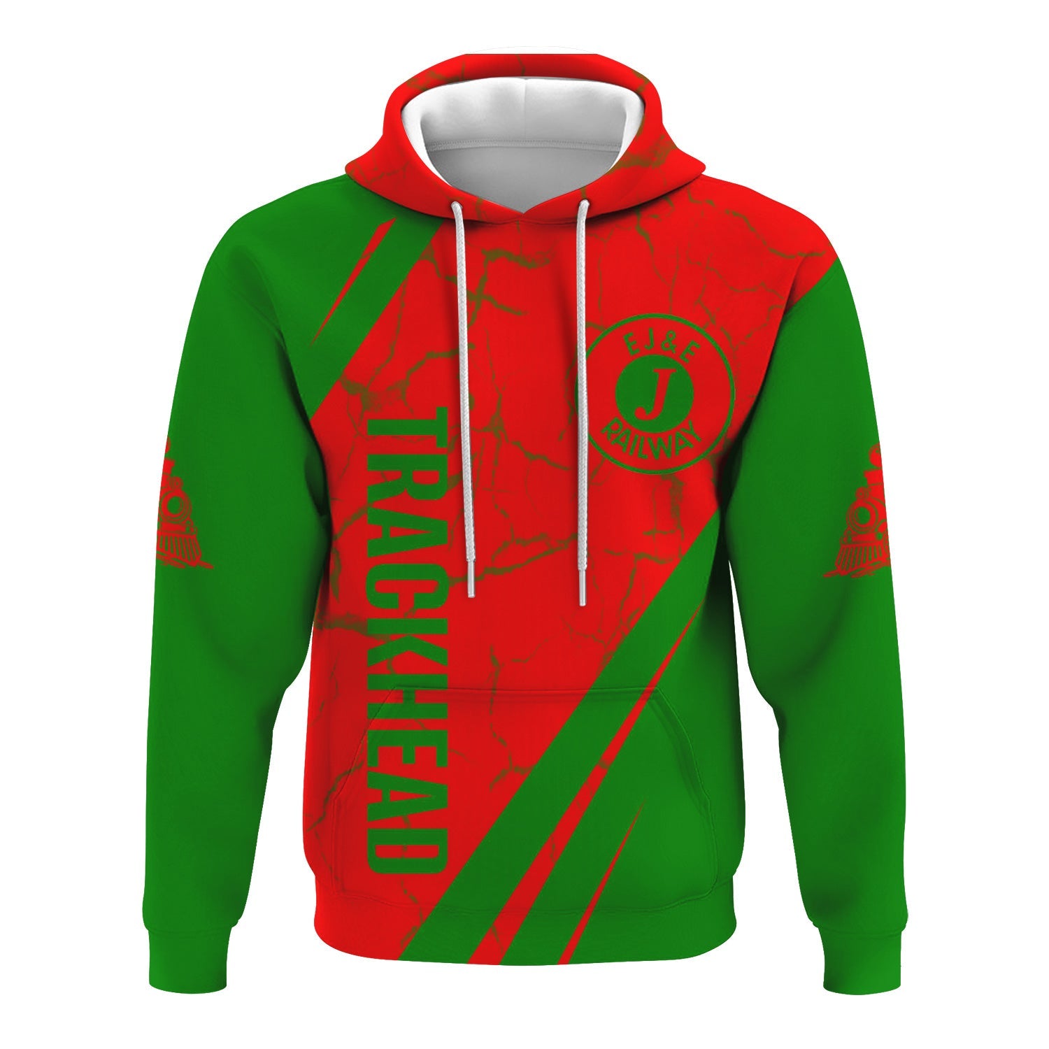 Railspirit Personalized Elgin Joliet And Eastern Railroad Hoodie Crackle Texture Style Train Zip Up Hoodie For Trackhead