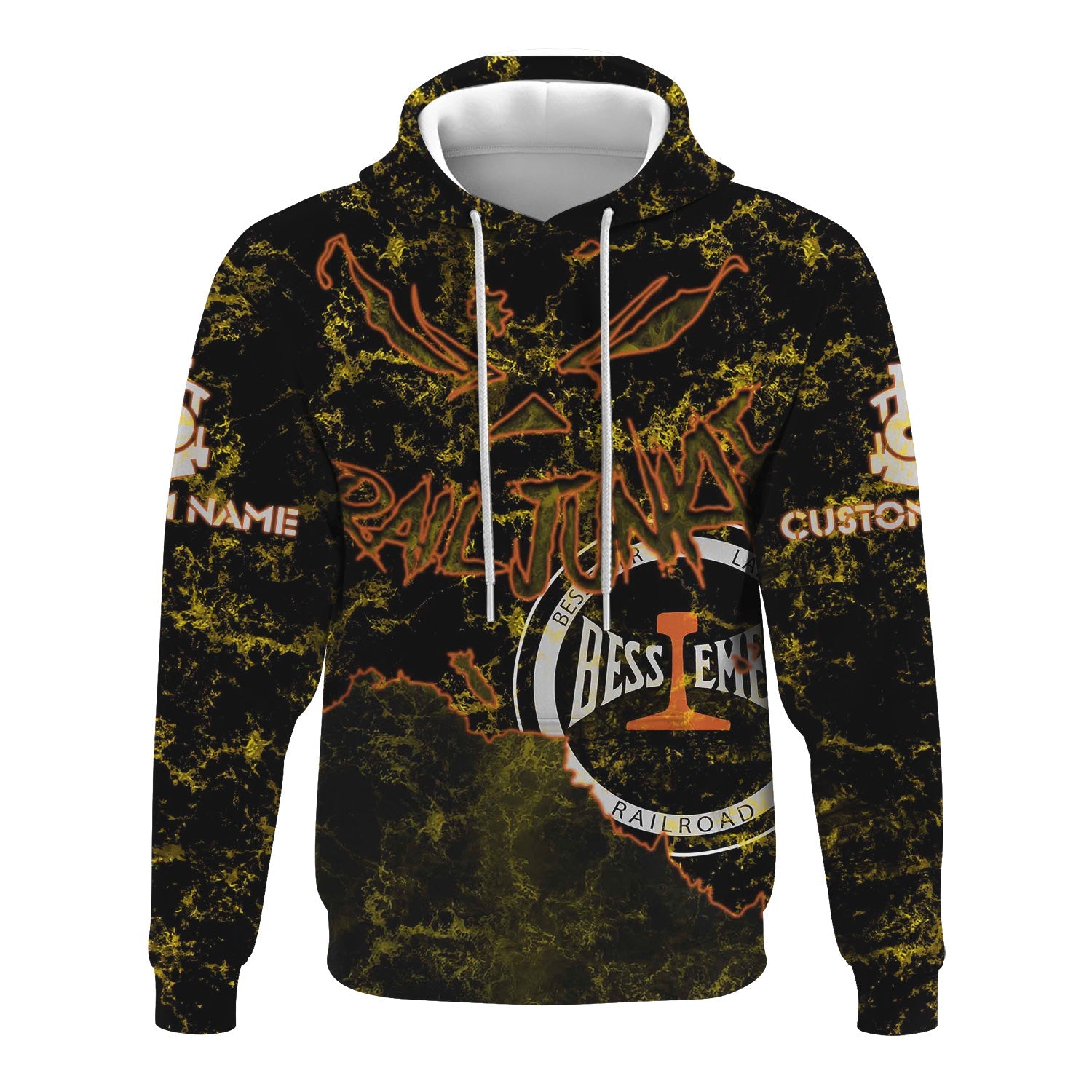 Railspirit Personalized Bessemer And Lake Erie Railroad Hoodie Torn Graphic Style Train Zip Up Hoodie For Rail Junkie