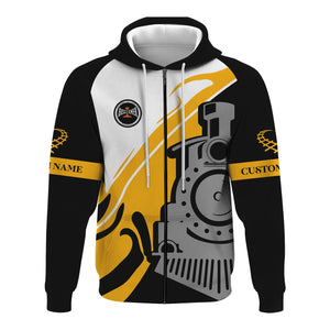 Railspirit Personalized Bessemer And Lake Erie Railroad Hoodie Flame-Inspired Style Zip Up Hoodie Gift Idea For Train Lovers