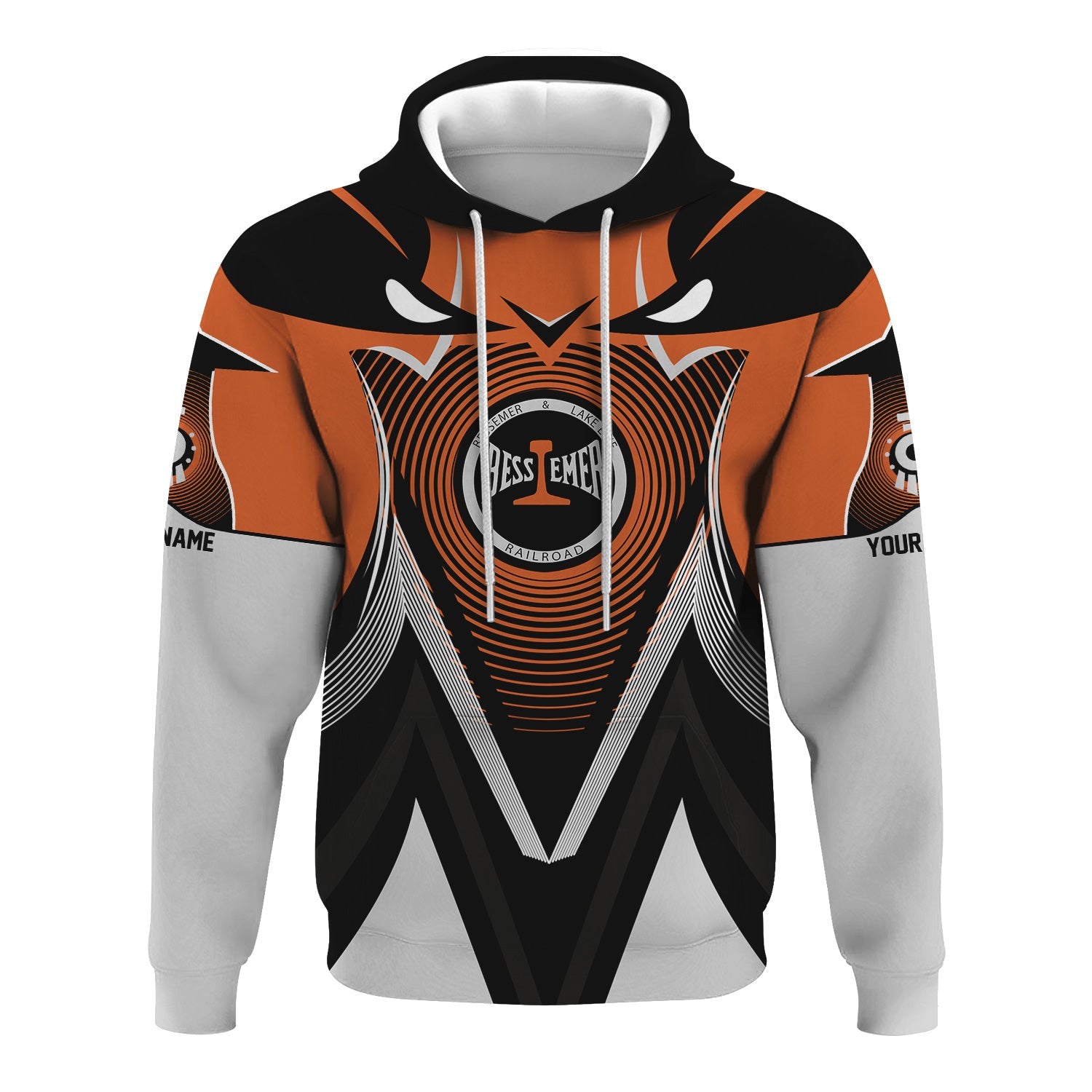 Railspirit Personalized Bessemer And Lake Erie Railroad Hoodie Vibrant Graphic Pattern Zip Up Hoodie For Train Enthusiasts