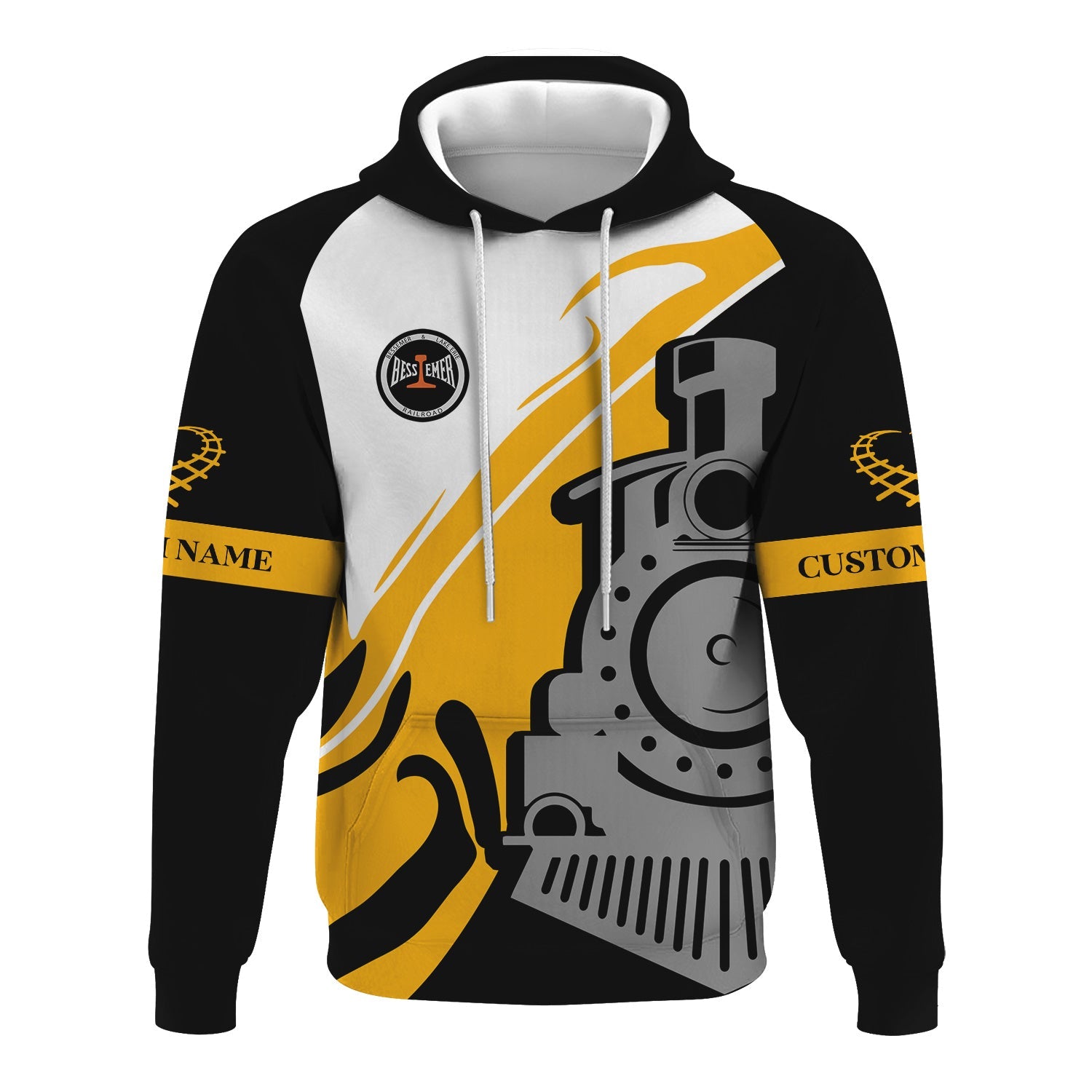 Railspirit Personalized Bessemer And Lake Erie Railroad Hoodie Flame-Inspired Style Zip Up Hoodie Gift Idea For Train Lovers