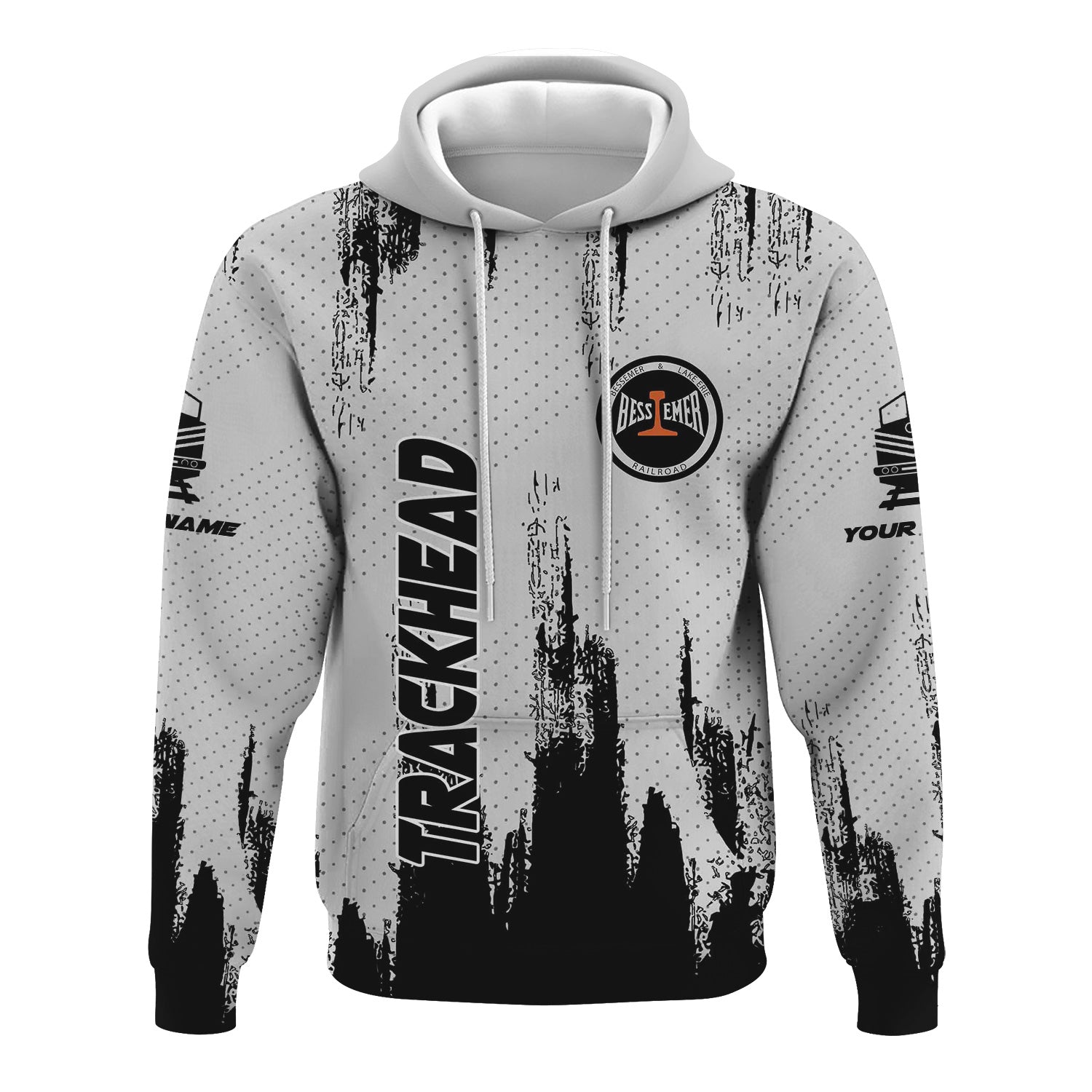 Railspirit Personalized Bessemer And Lake Erie Railroad Hoodie Paint Impact Design Train Zip Up Hoodie for Trackhead