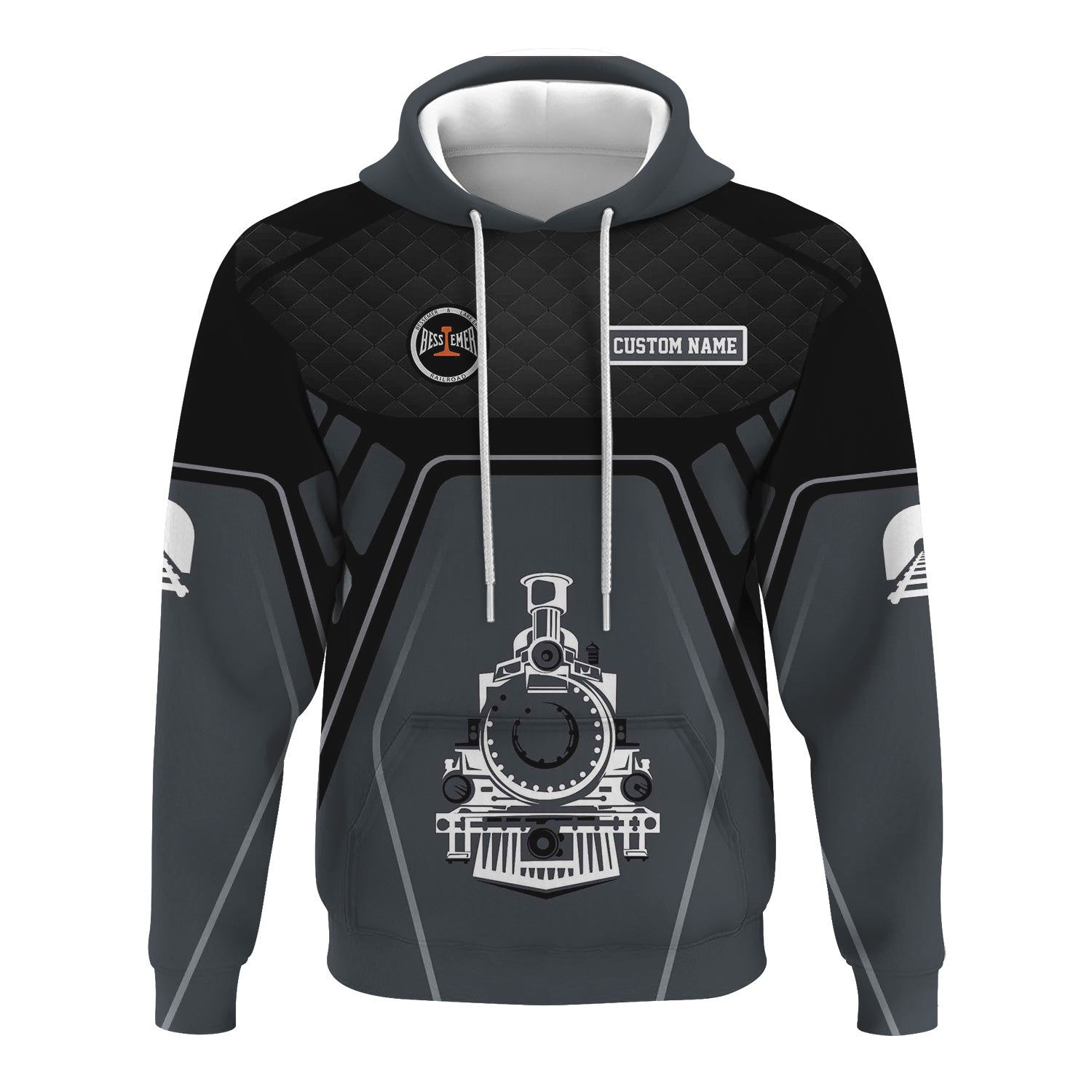 Railspirit Personalized Bessemer And Lake Erie Railroad Hoodie Steam Locomotive Engine Graphic Train Zip Up Hoodie All Over Print