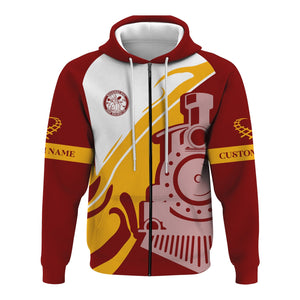 Railspirit Personalized Detroit & Mackinac Railroad Hoodie Flame-Inspired Style Zip Up Hoodie Gift Idea For Train Lovers