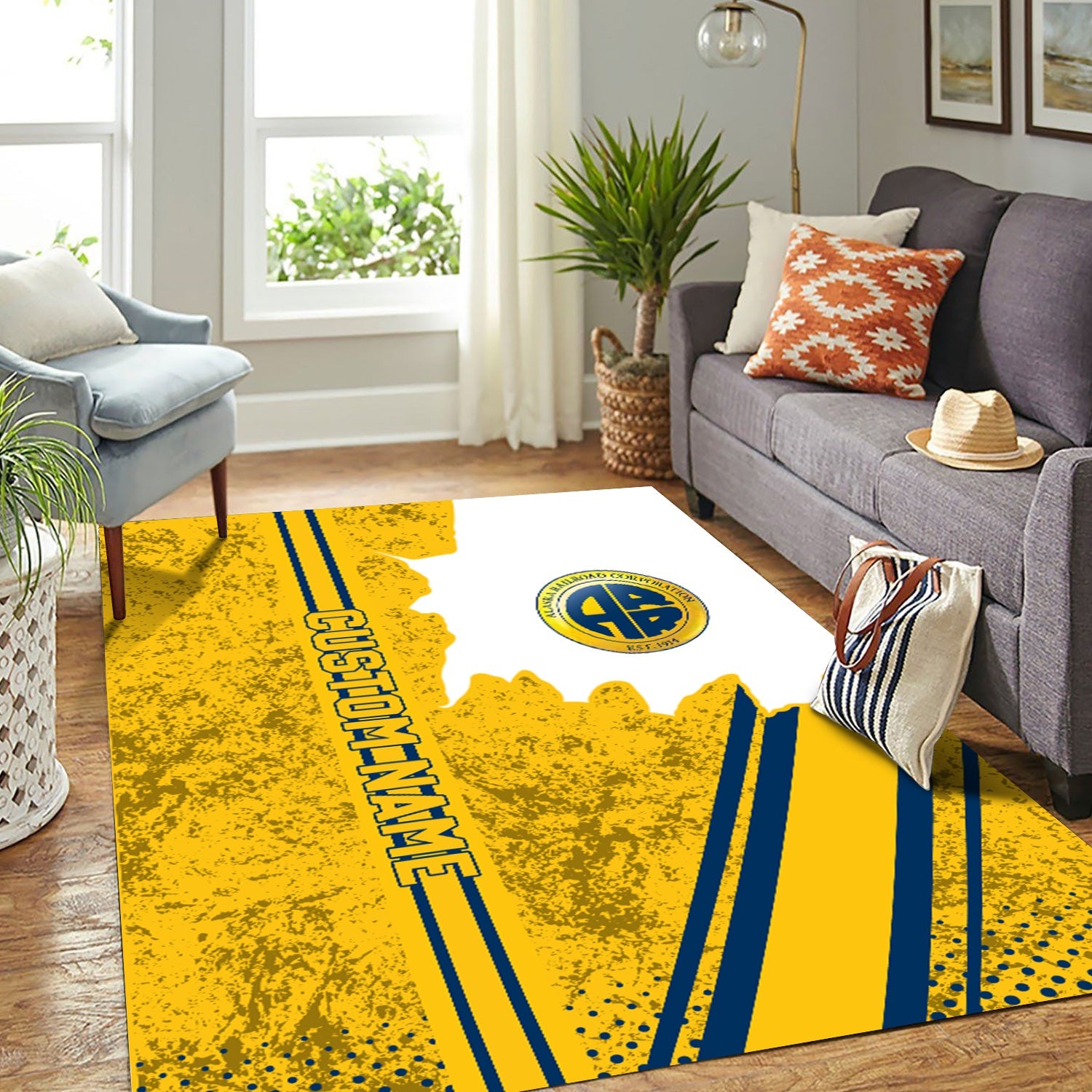 Railspirit Personalized Alaska Railroad Area Rug Vintage All Over Printed Rug