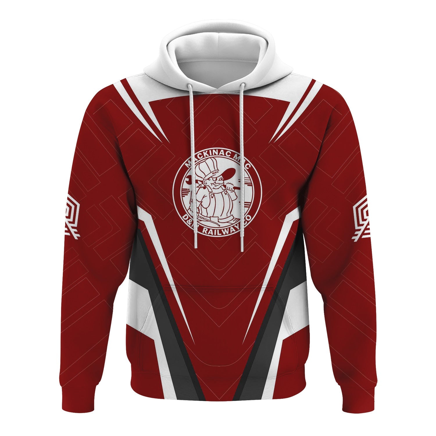 Railspirit Personalized Detroit & Mackinac Railroad Hoodie Railway Inspired Apparel Train Zip Up Hoodie For Train Lovers