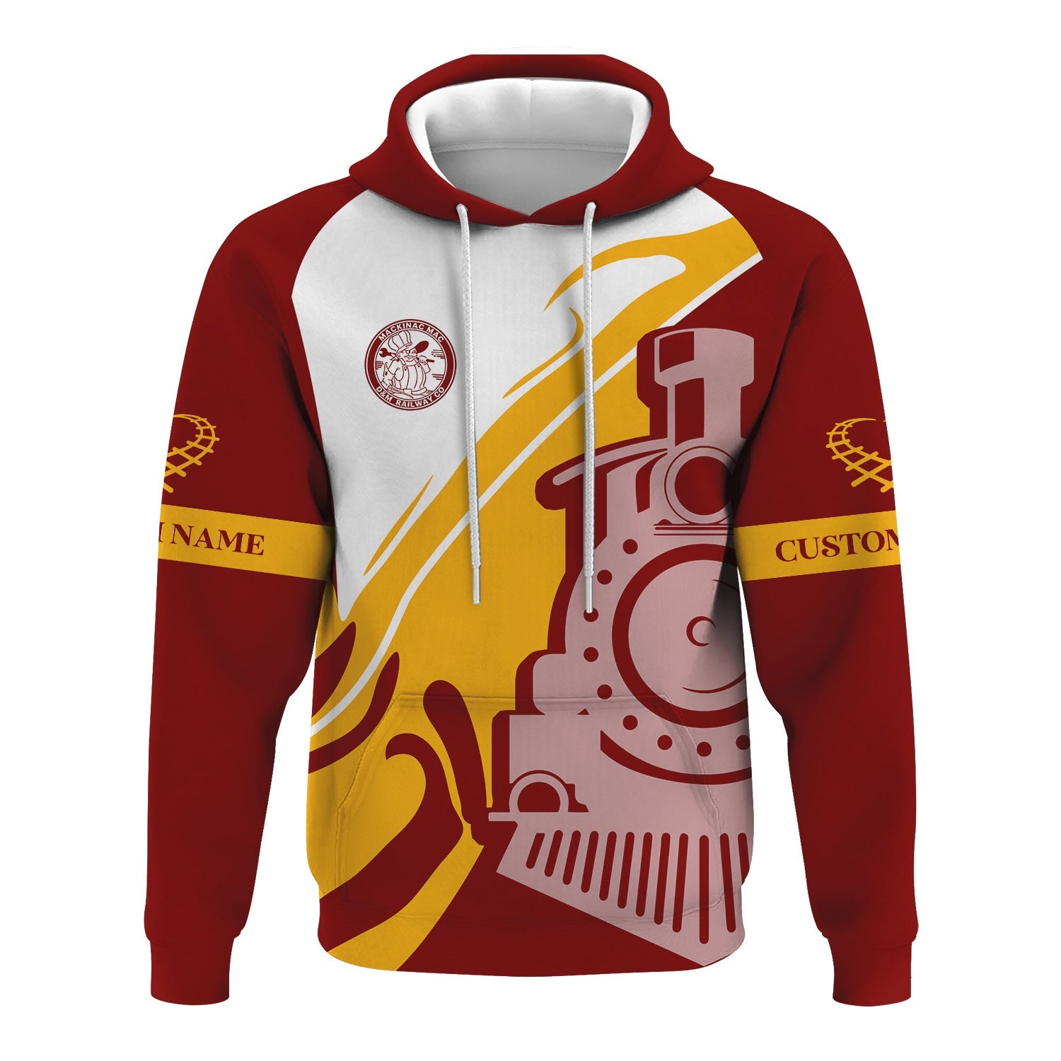 Railspirit Personalized Detroit & Mackinac Railroad Hoodie Flame-Inspired Style Zip Up Hoodie Gift Idea For Train Lovers