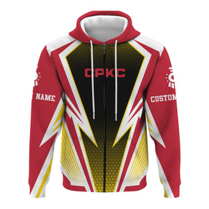 Railspirit Personalized Canadian Pacific Kansas City Hoodie Lightning Graphic Style CPKC Zip Up Hoodie Gift Idea For Train Lover