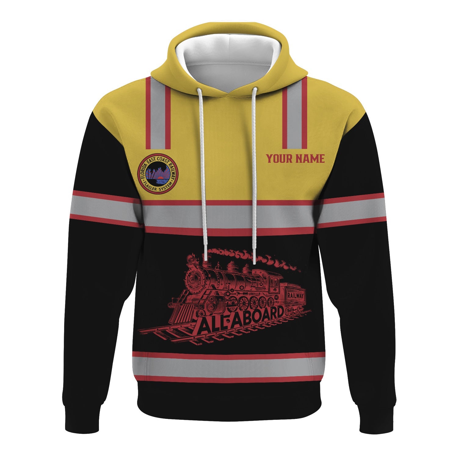 Railspirit Custom Name Florida East Coast Railway Hoodie Eat Train Sleep Repeat Printed Train Zip Hoodie