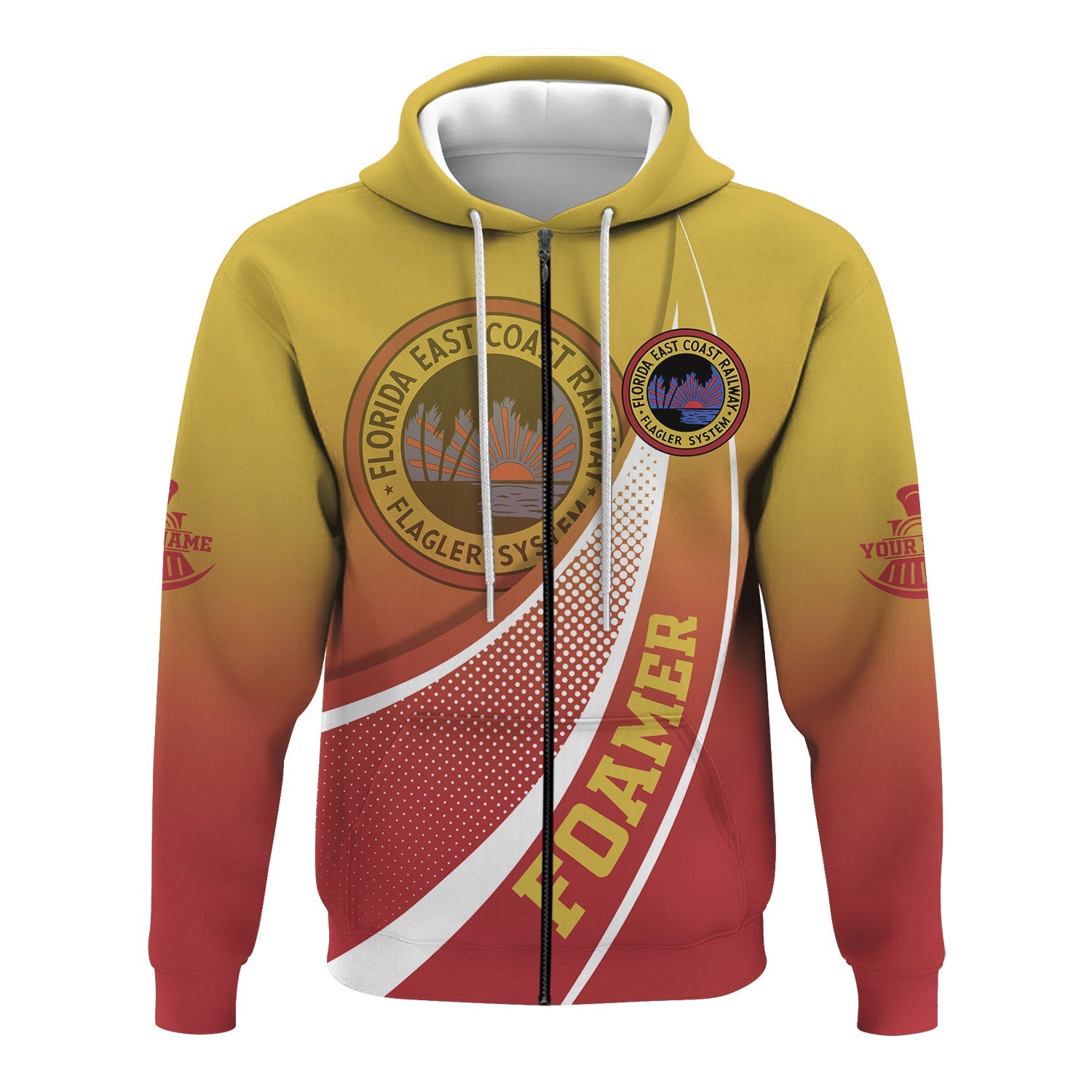 Railspirit Personalized Florida East Coast Railway Hoodie Railway-Themed Style Zip Up Hoodie Gift Idea For Trainspotter