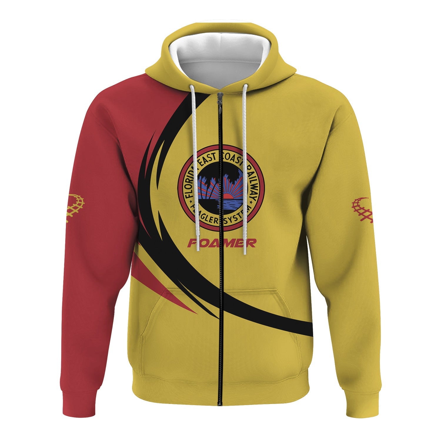 Railspirit Personalized Florida East Coast Railway Hoodie Unique Graphic Style Zip Up Hoodie For Train Enthusiasts