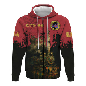 Railspirit Personalized Florida East Coast Railway Hoodie Vintage Train Art Style Zip Up Hoodie For Locomotive Fans