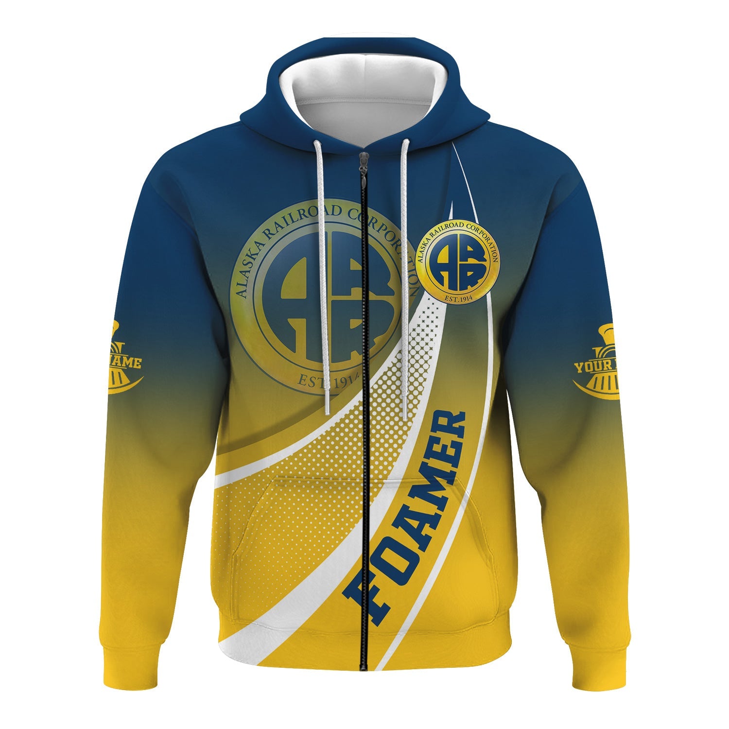 Railspirit Personalized Alaska Railroad Hoodie Railway-Themed Style Zip Up Hoodie Gift Idea For Trainspotter