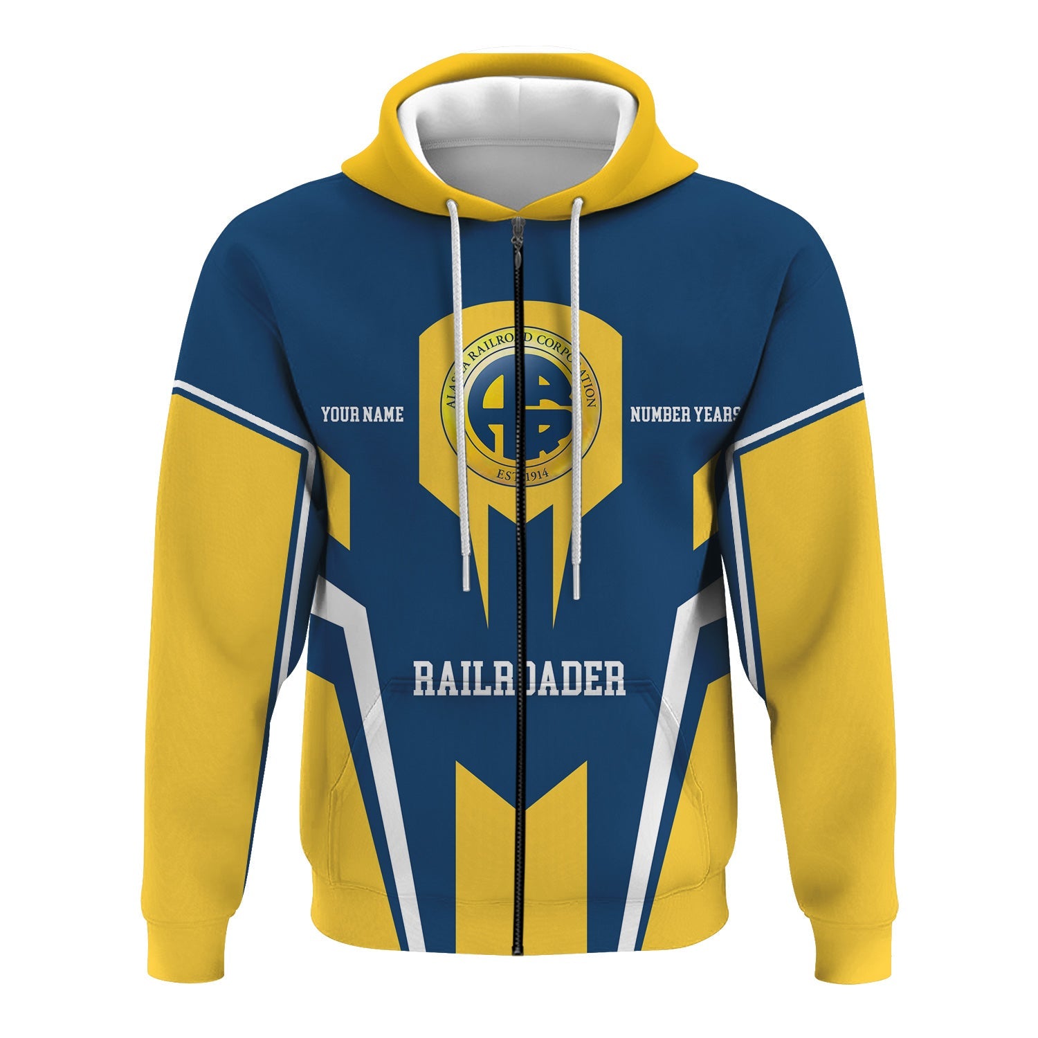 Railspirit Personalized Alaska Railroad Hoodie Custom Year Railroader Zip Up Hoodie Gift Idea For Train Lover