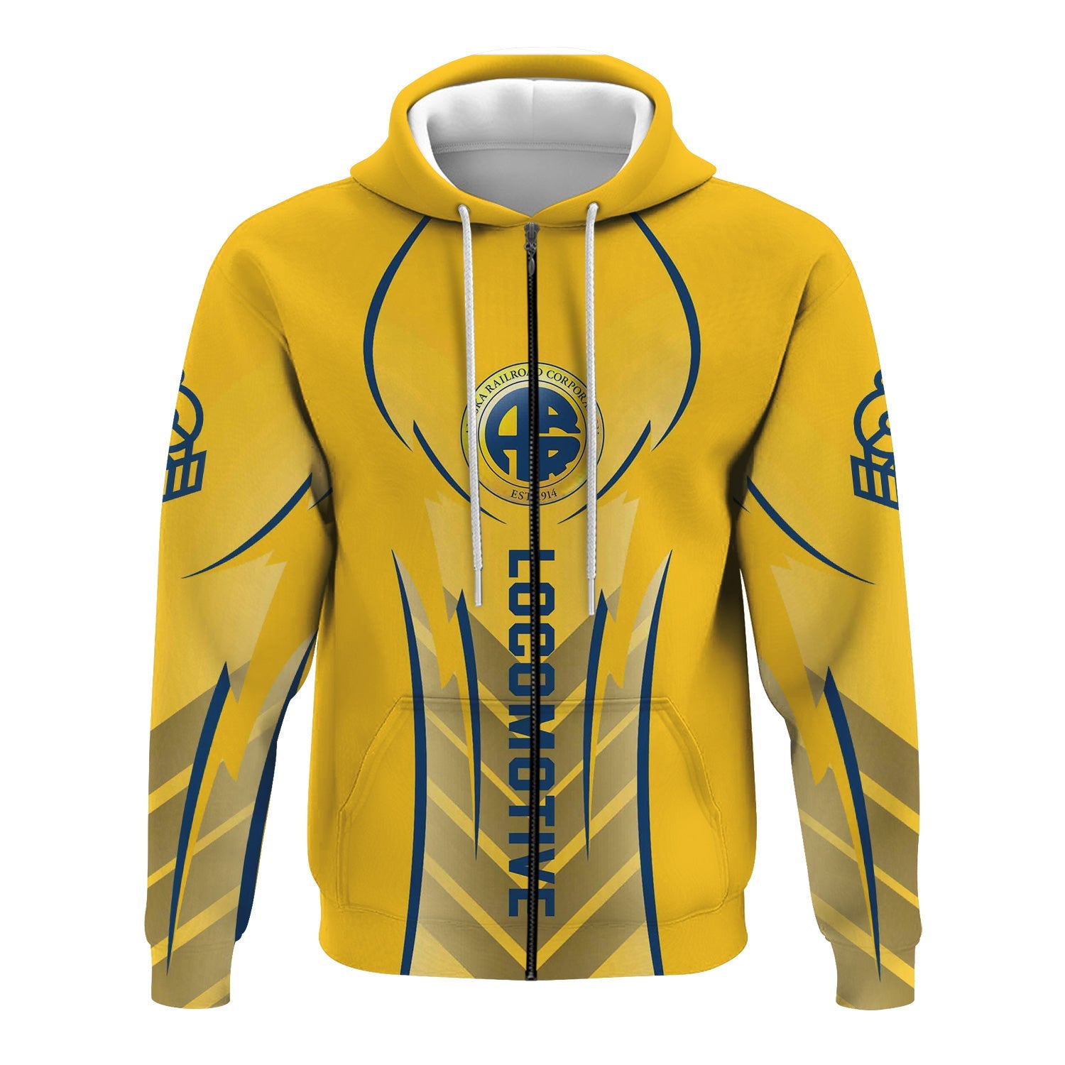 Railspirit Personalized Alaska Railroad Hoodie Striking Line Style Train Zip Up Hoodie For Locomotive Lovers