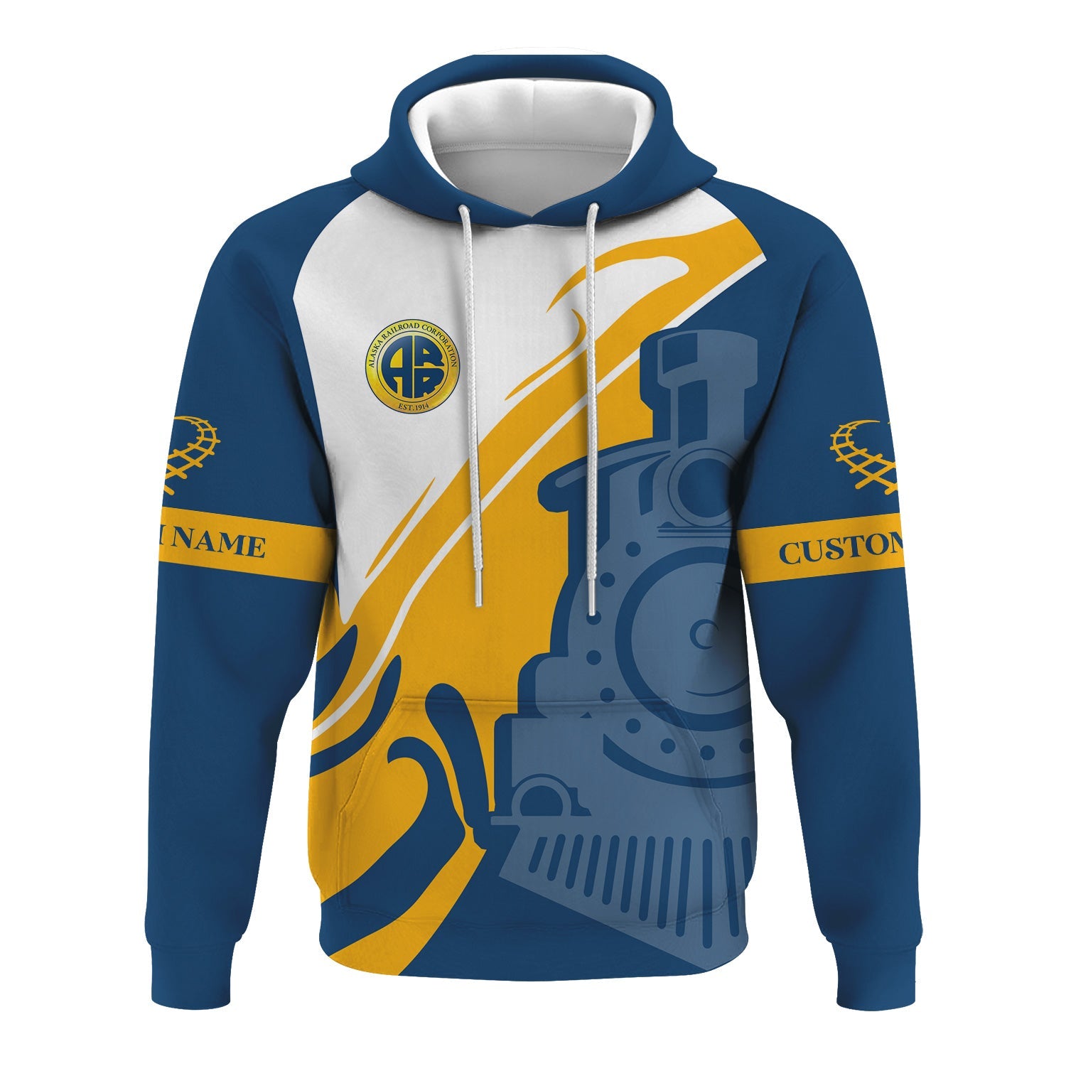 Railspirit Personalized Alaska Railroad Hoodie Flame-Inspired Style Zip Up Hoodie Gift Idea For Train Lovers
