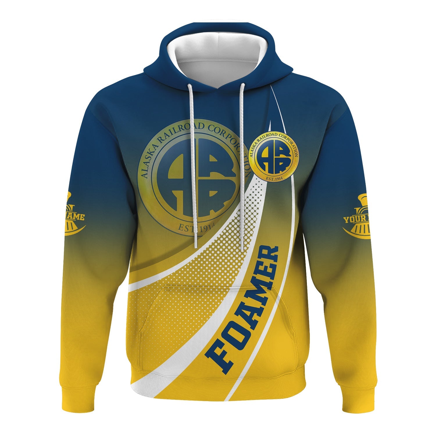 Railspirit Personalized Alaska Railroad Hoodie Railway-Themed Style Zip Up Hoodie Gift Idea For Trainspotter