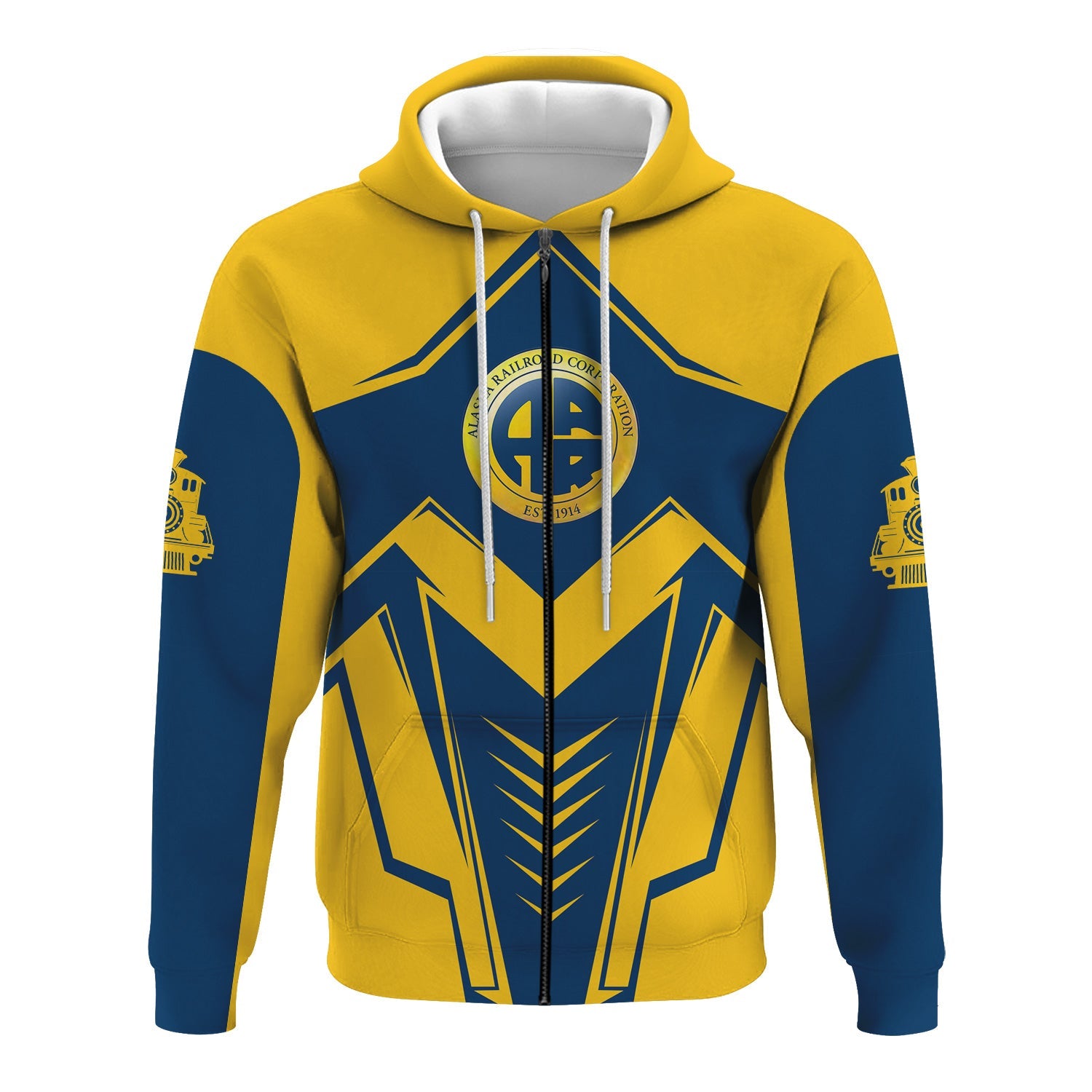 Railspirit Personalized Alaska Railroad Hoodie Railway Trainspotter Style Zip Up Hoodie Gift Idea For Foamers