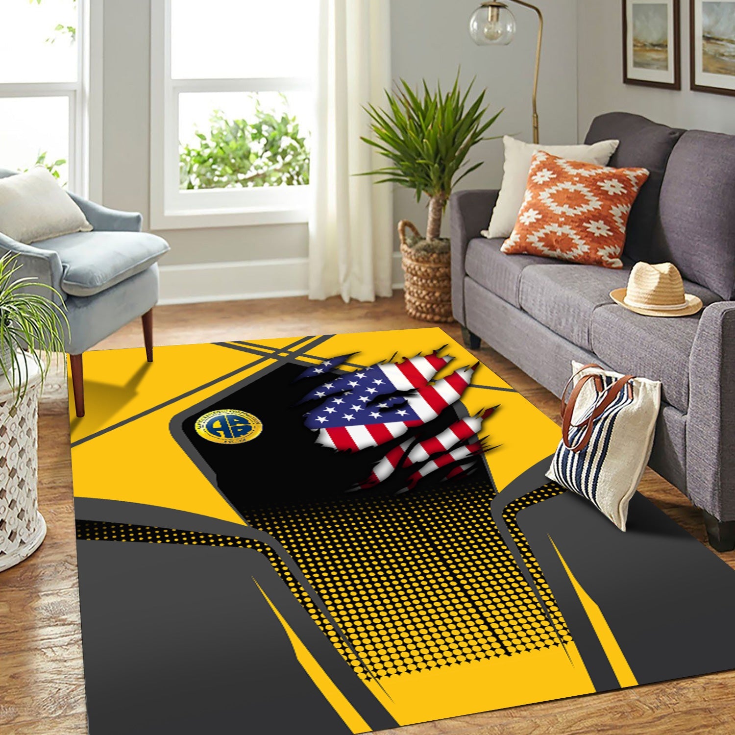 Railspirit Personalized Alaska Railroad Area Rug American Eagle Vintage Train Rug