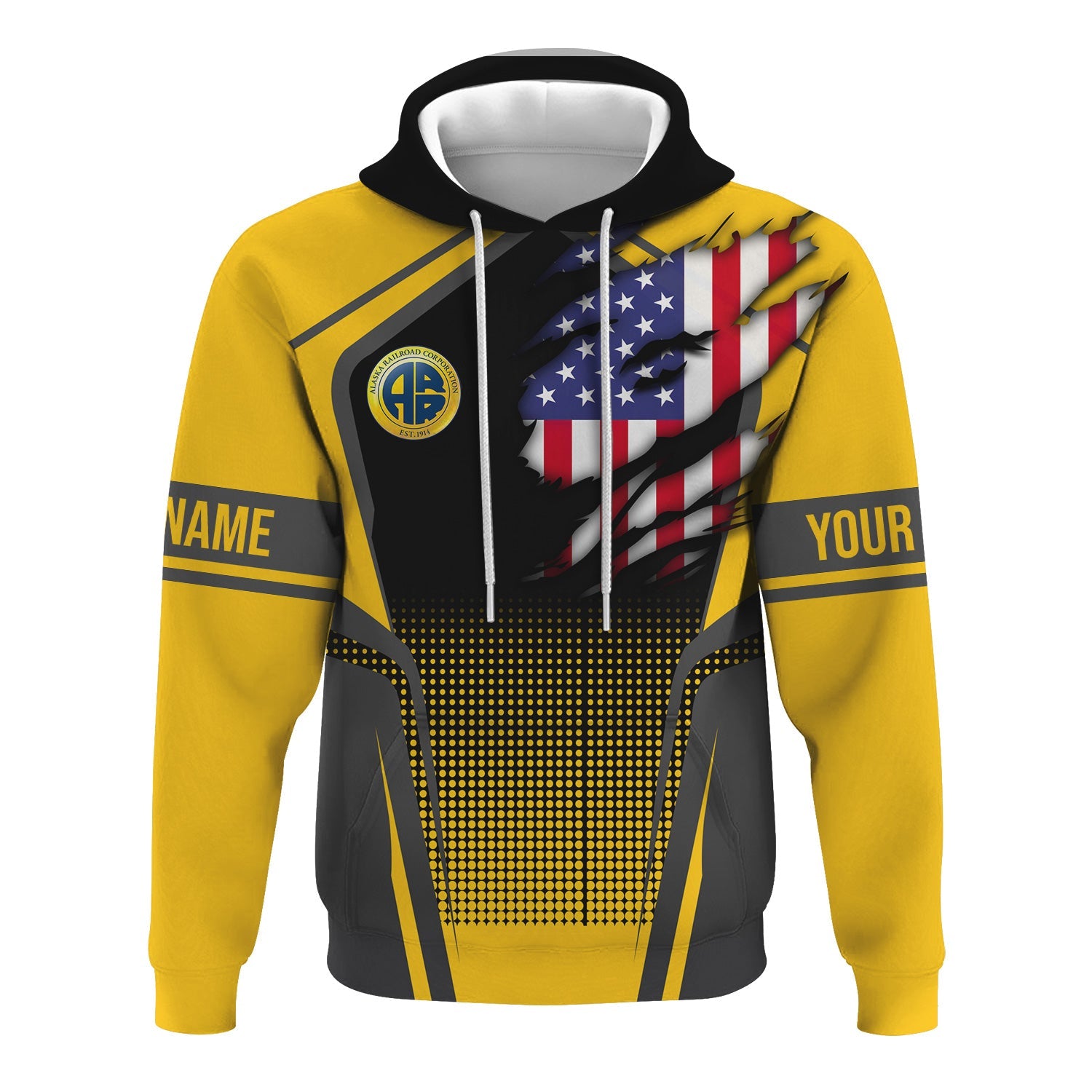 Railspirit Personalized Alaska Railroad Hoodie American Eagle Vintage Train Zip Up Hoodie