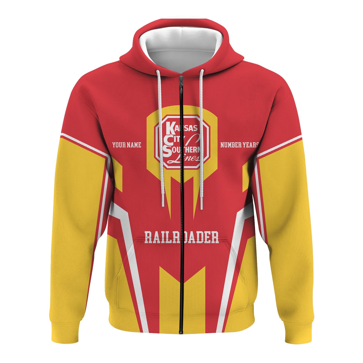 Railspirit Personalized Kansas City Southern Hoodie Custom Year Railroader Zip Up Hoodie Gift Idea For Train Lover