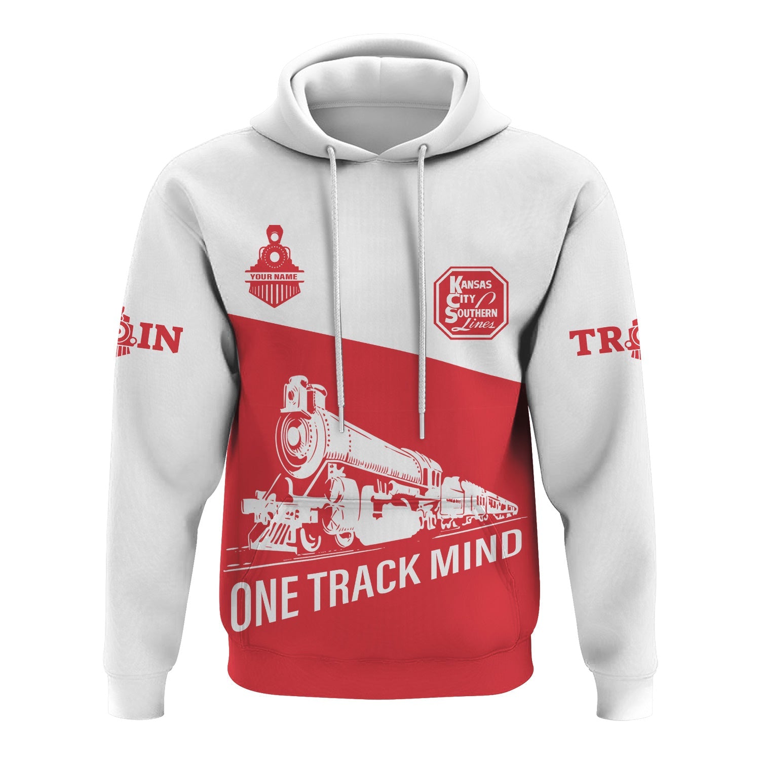 Railspirit Custom Name Kansas City Southern Hoodie One Track Mind Printed Zip Hoodie