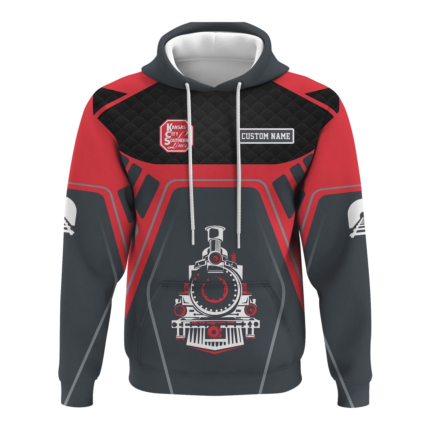 Railspirit Personalized Kansas City Southern Hoodie Steam Locomotive Engine Graphic Train Zip Up Hoodie All Over Print