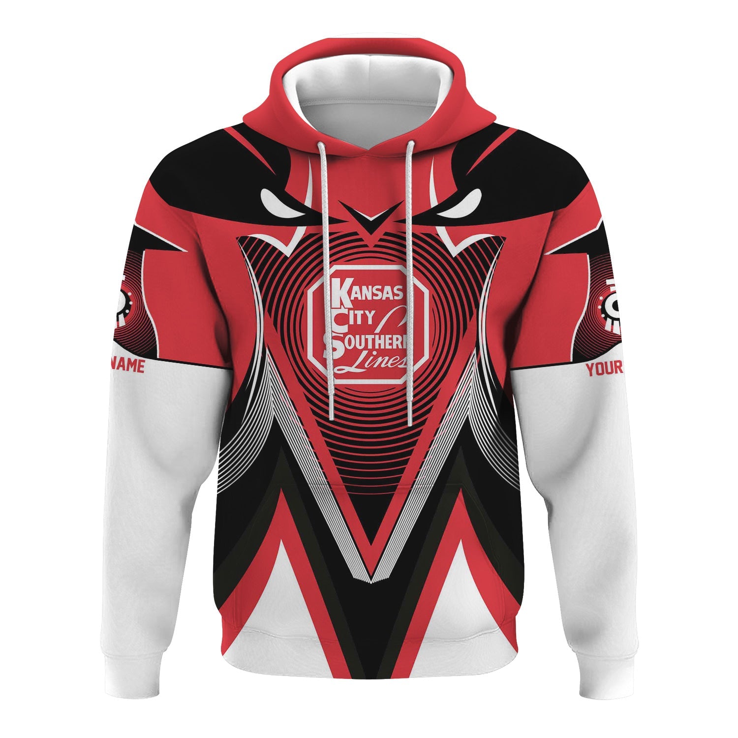 Railspirit Personalized Kansas City Southern Hoodie Vibrant Graphic Pattern Zip Up Hoodie For Train Enthusiasts