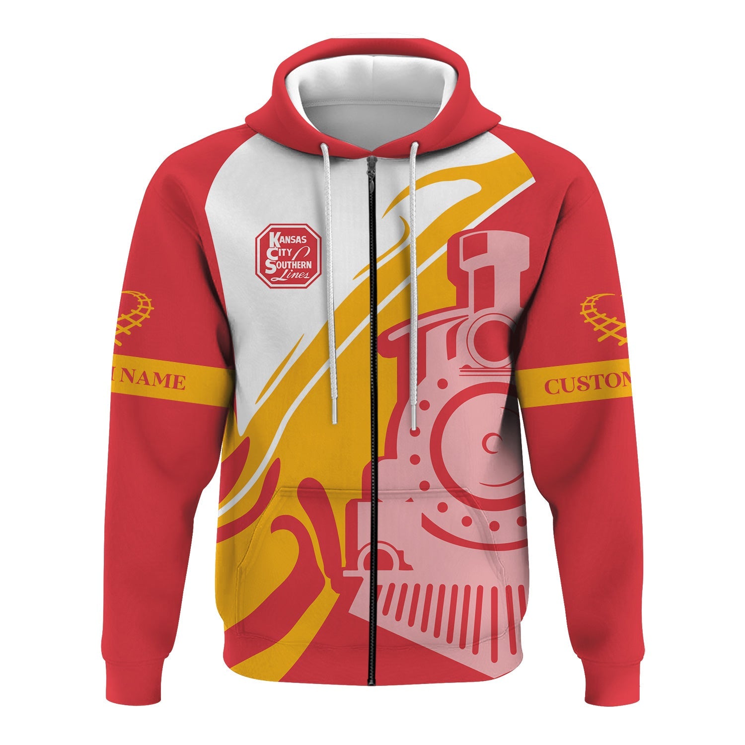 Railspirit Personalized Kansas City Southern Hoodie Flame-Inspired Style Zip Up Hoodie Gift Idea For Train Lovers