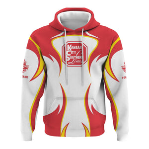 Railspirit Personalized Kansas City Southern Hoodie Distinctive Flame Style Zip Up Hoodie For Steam Engine Addict