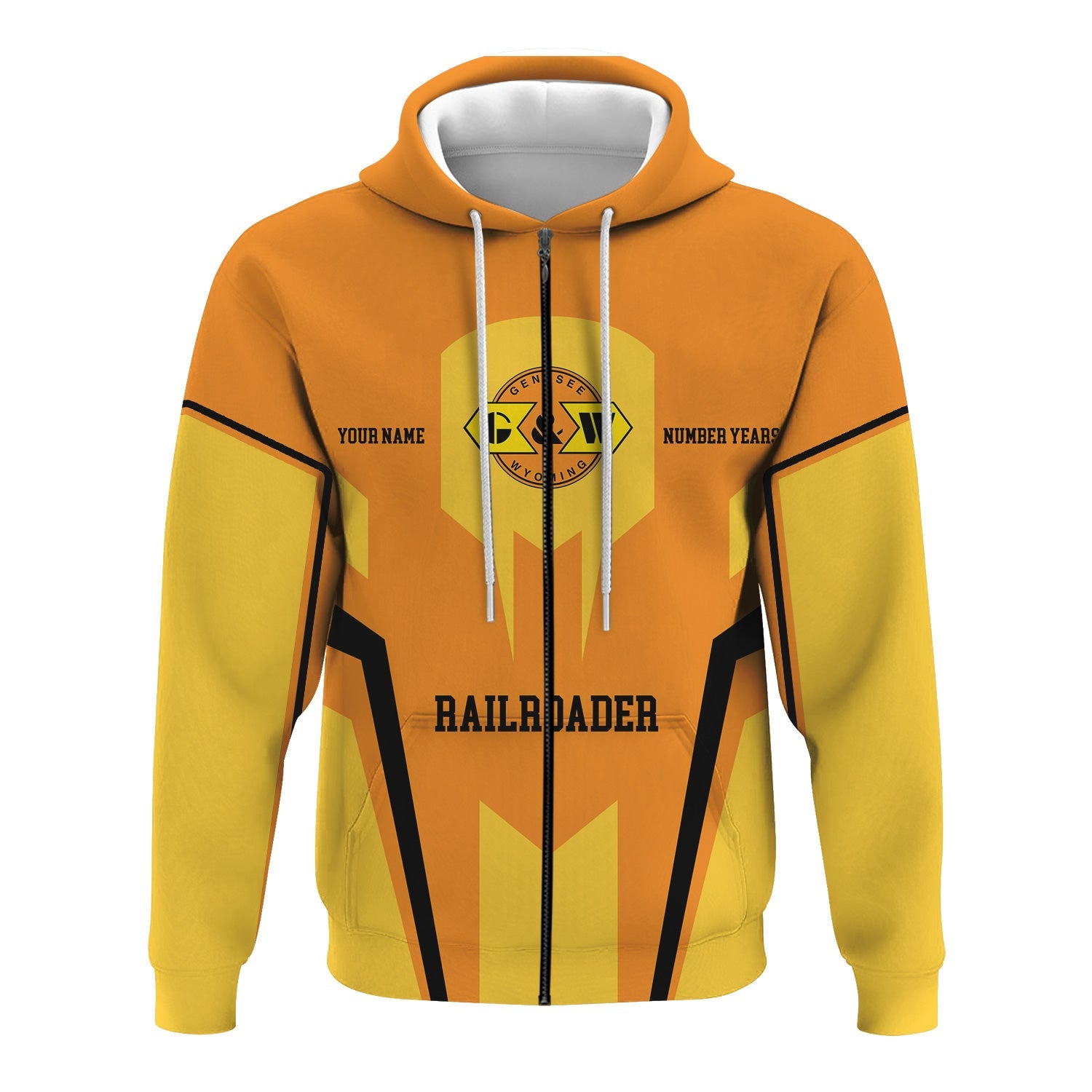 Railspirit Personalized Genesee & Wyoming Inc. Railroad Hoodie Custom Year Railroader Zip Up Hoodie Gift Idea For Train Lover