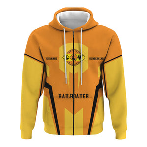 Railspirit Personalized Genesee & Wyoming Inc. Railroad Hoodie Custom Year Railroader Zip Up Hoodie Gift Idea For Train Lover