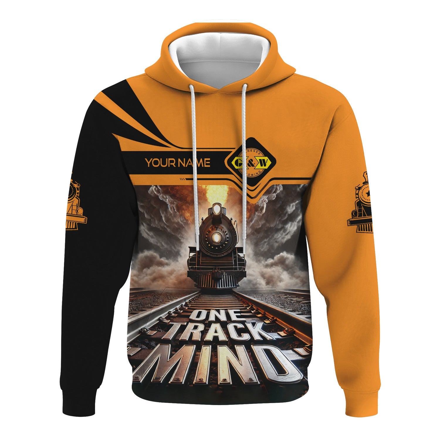 Railspirit Personalized Genesee & Wyoming Inc. Railroad Hoodie One Track Mind Train Printed ZIp Up Hoodie