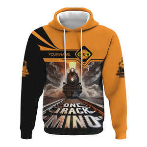 Railspirit Personalized Genesee & Wyoming Inc. Railroad Hoodie One Track Mind Train Printed ZIp Up Hoodie