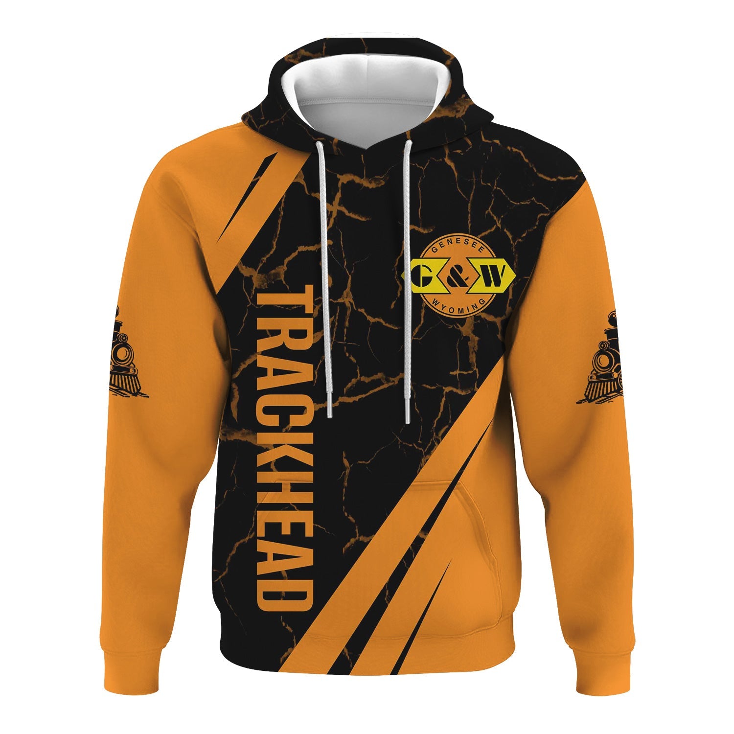 Railspirit Personalized Genesee & Wyoming Inc. Railroad Hoodie Crackle Texture Style Train Zip Up Hoodie For Trackhead