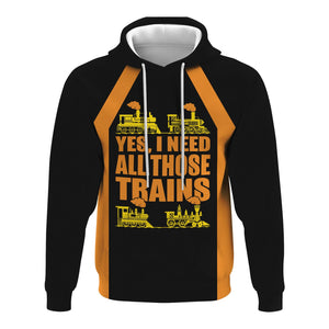 Railspirit Custom Name Genesee & Wyoming Inc. Railroad Hoodie Yes I Need All Those Train Printed Zip Hoodie