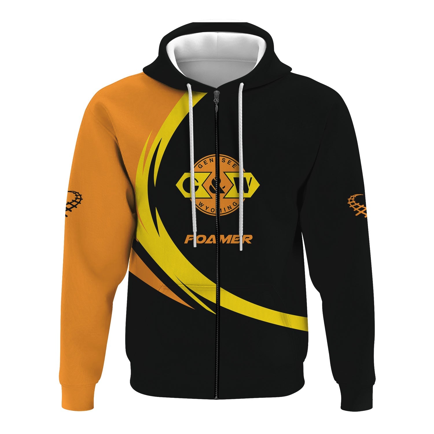 Railspirit Personalized Genesee & Wyoming Inc. Railroad Hoodie Unique Graphic Style Zip Up Hoodie For Train Enthusiasts