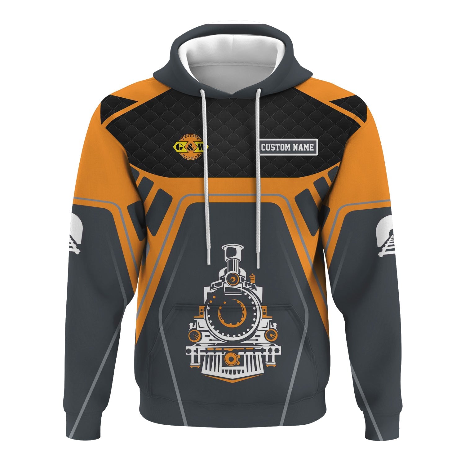 Railspirit Personalized Genesee & Wyoming Inc. Railroad Hoodie Steam Locomotive Engine Graphic Train Zip Up Hoodie All Over Print