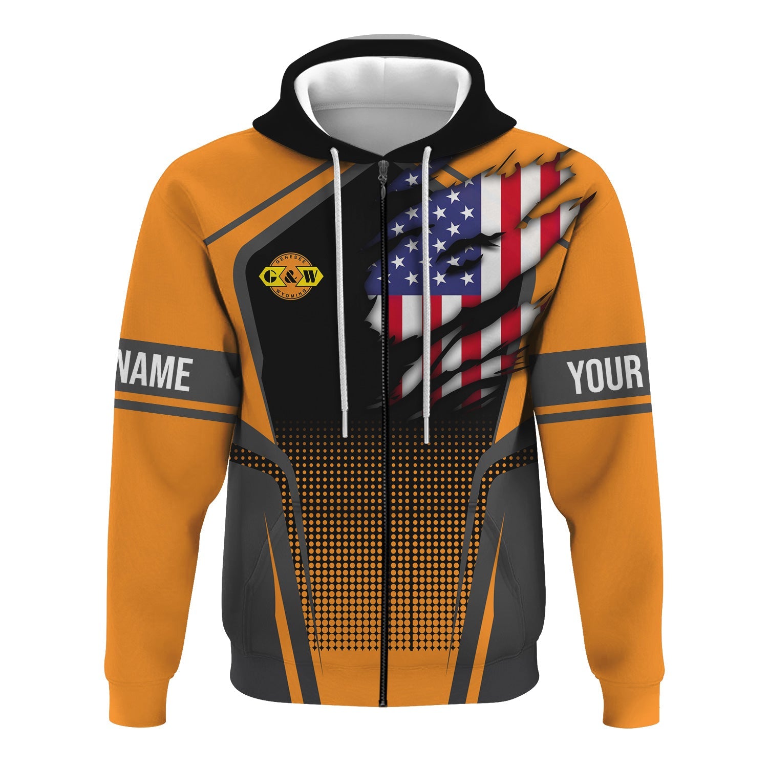 Railspirit Personalized Genesee & Wyoming Inc. Railroad Hoodie American Eagle Vintage Train Zip Up Hoodie