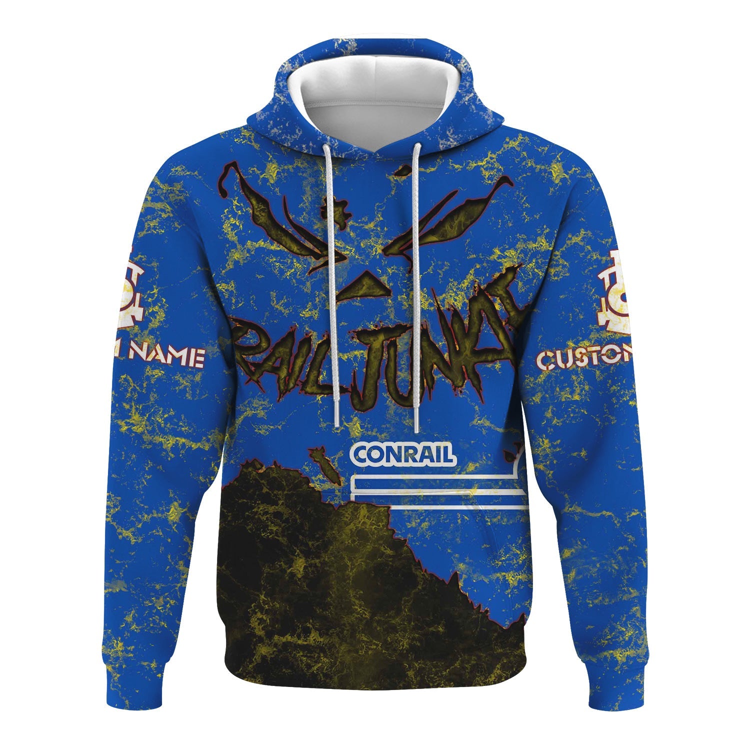 Railspirit Personalized Conrail Railroad Hoodie Torn Graphic Style Train Zip Up Hoodie For Rail Junkie