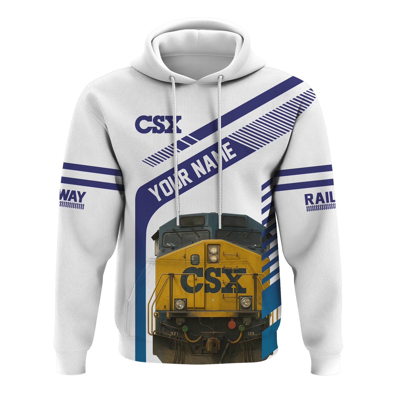 Railspirit Personalized CSX Transportation Railroad Hoodie CSX Engine Graphic Zip Up Hoodie